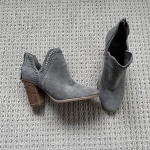 Vince Camuto Gray Heeled Boots with Western Flair